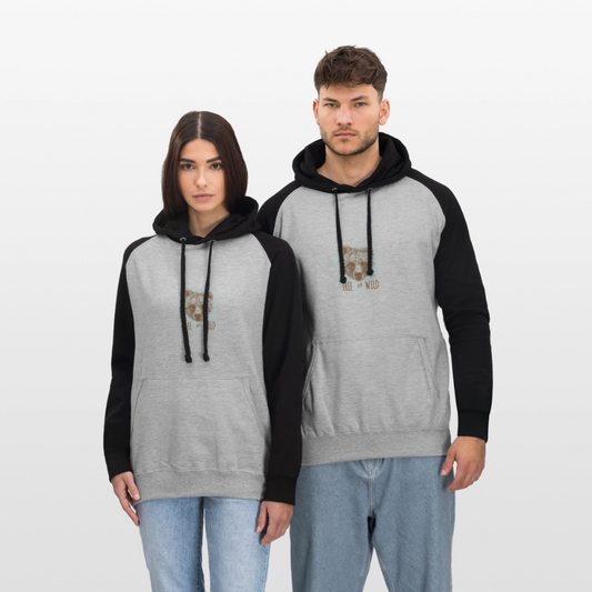 Unisex baseball hoodie - grijs gemêleerd/zwart