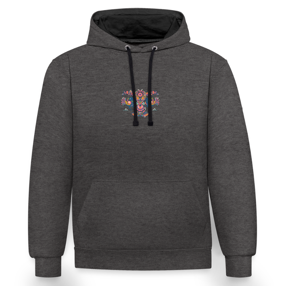 Contrast hoodie - antraciet/zwart