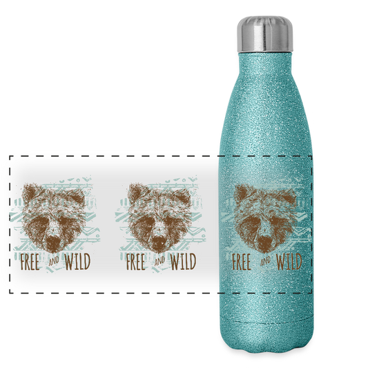 Roestvrijstalen glitter-thermosfles - blue glitter