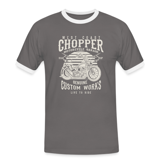 Mannen contrastshirt - donkergrijs/wit