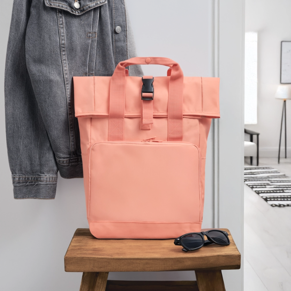 Rolltop rugzak met twee hengsels - chintzroze