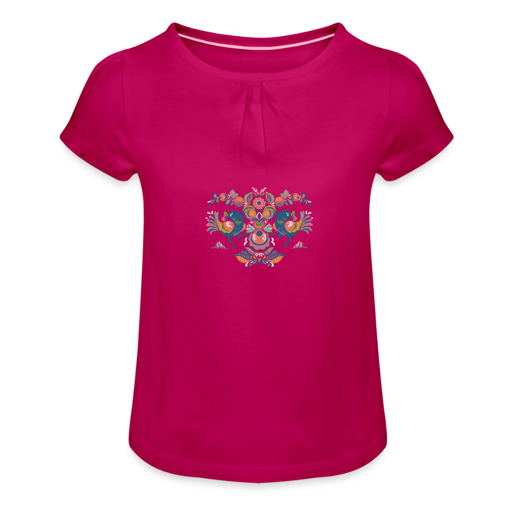 Meisjes-T-shirt met plooien - fuchsia