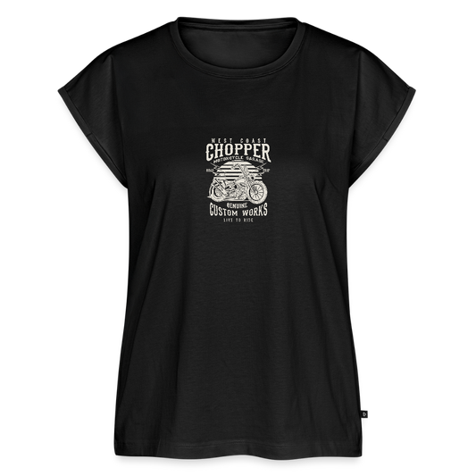 Vrouwen T-shirt met opgerolde mouwen - zwart