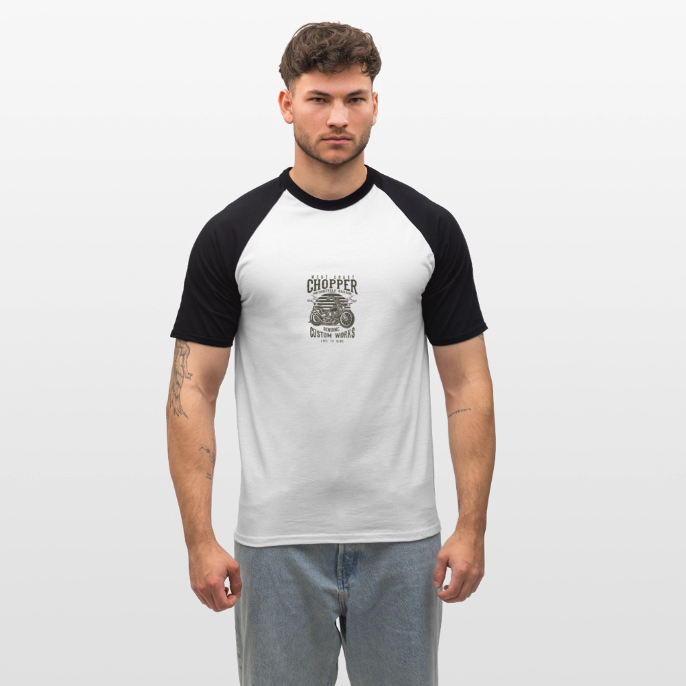 Mannen baseballshirt korte mouw - wit/zwart