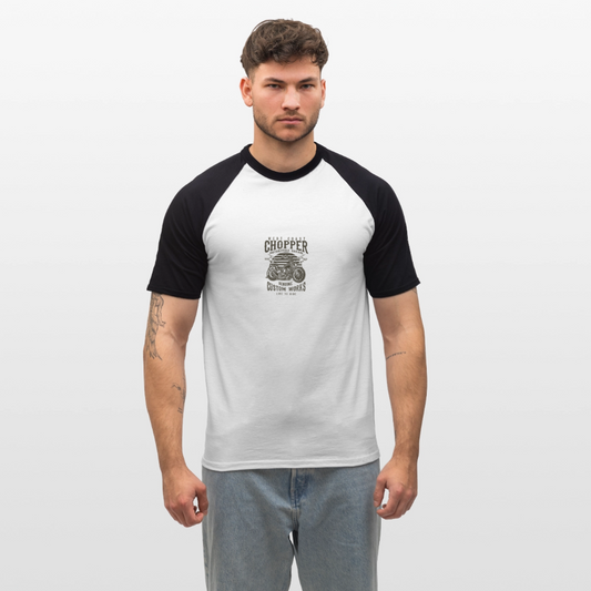 Mannen baseballshirt korte mouw - wit/zwart