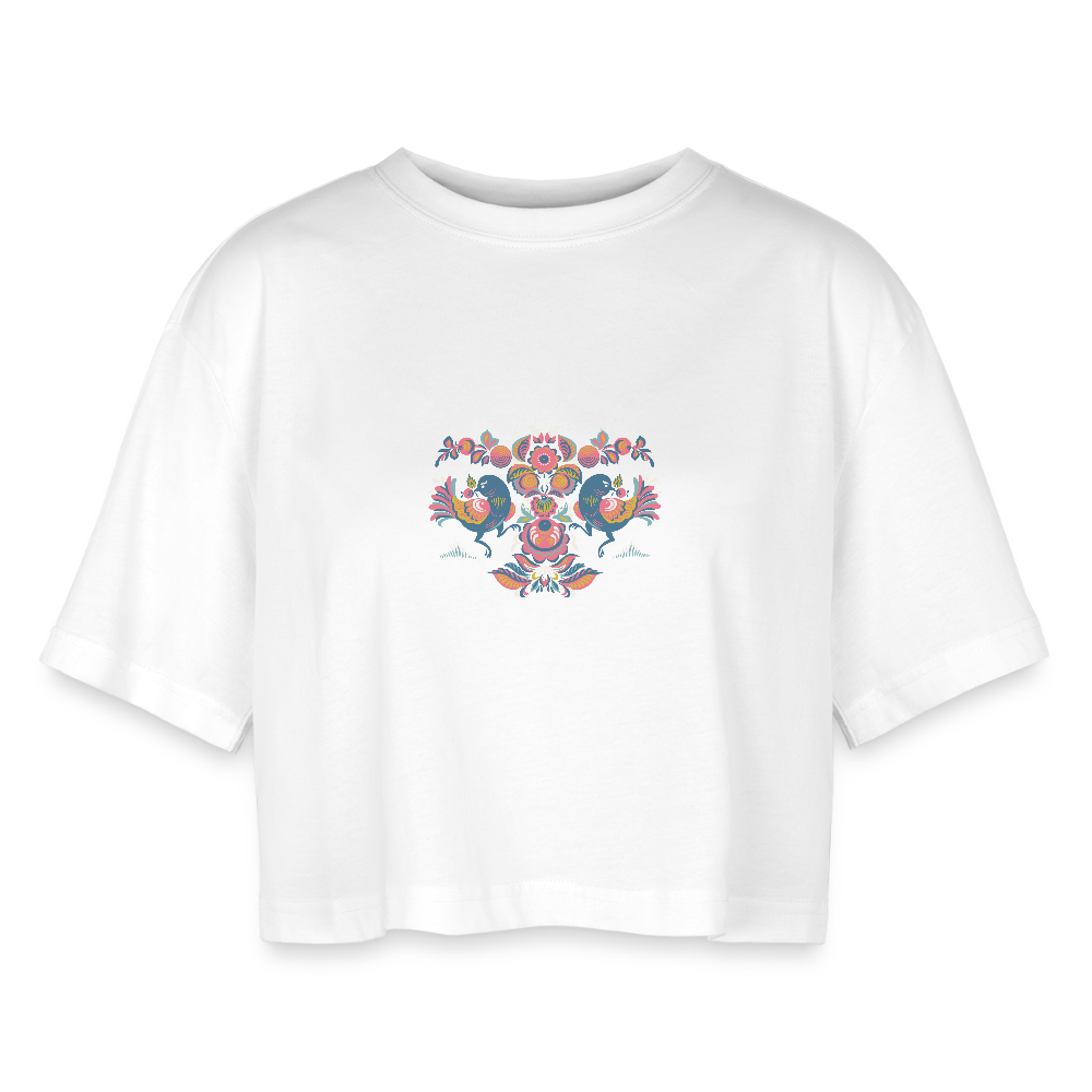 Vrouwen oversized cropped T-shirt - wit