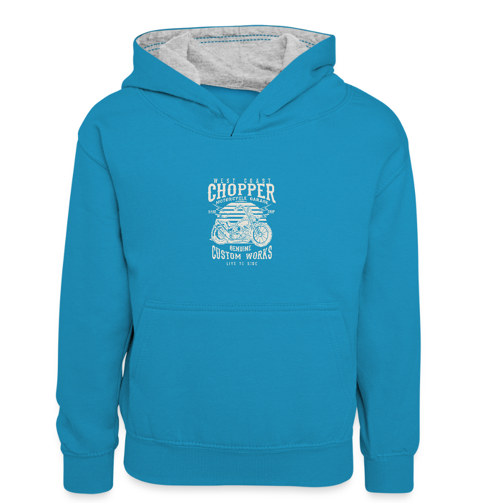 Teenager contrast-hoodie/kinderen contrast-hoodie - pauwblauw/grijs gemêleerd