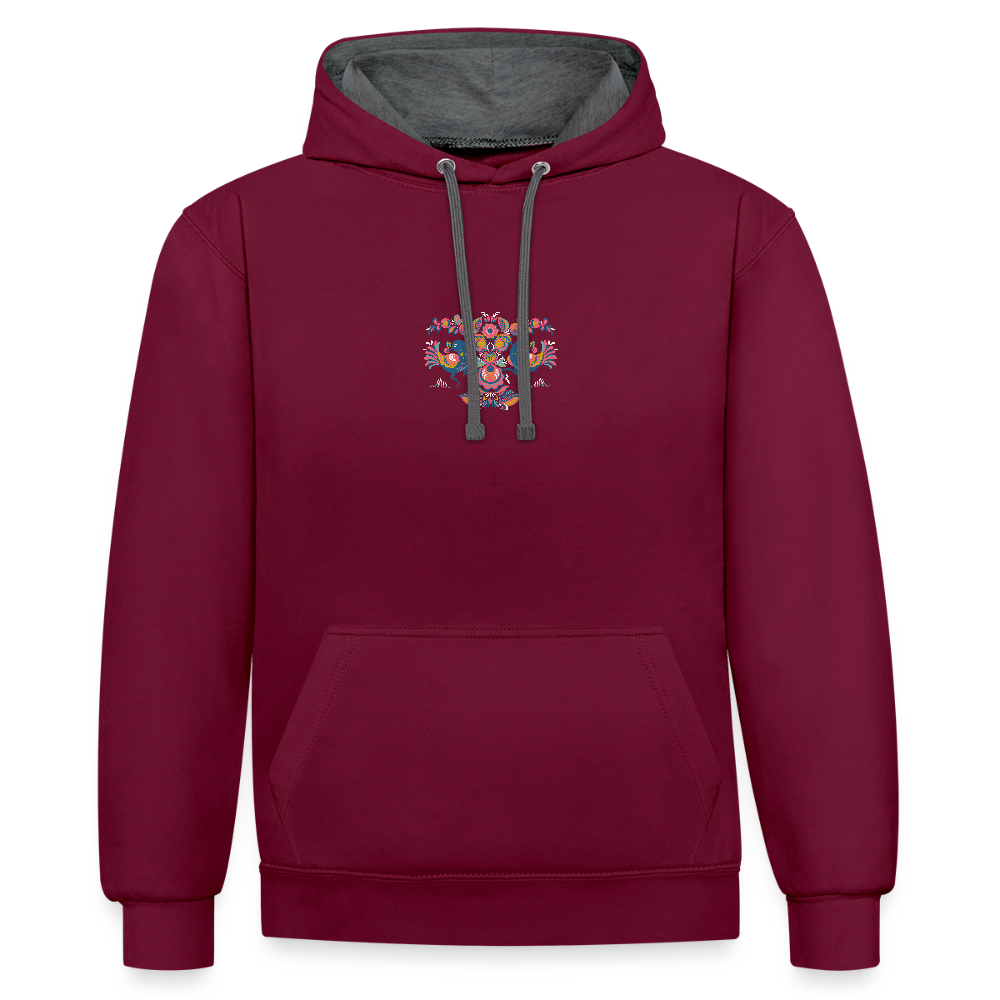 Contrast hoodie - wijnrood/antraciet
