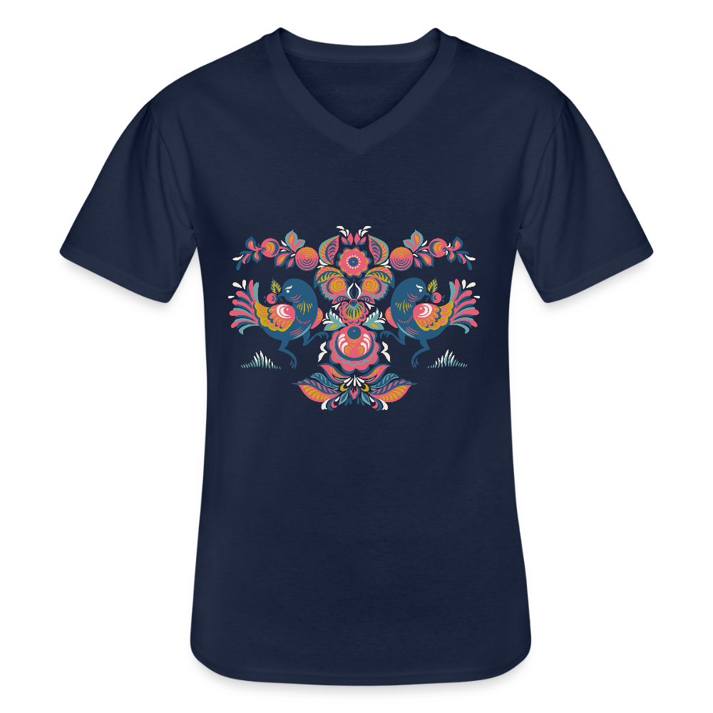 Klassiek mannen T-shirt met V-hals - navy