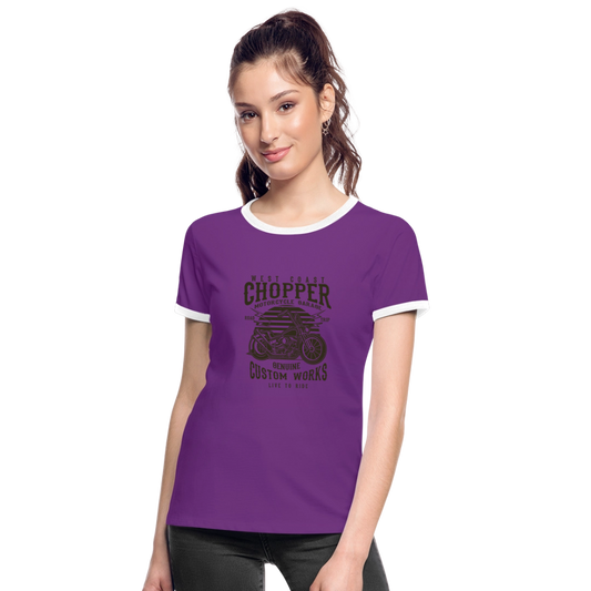 Vrouwen contrastshirt - purple/wit