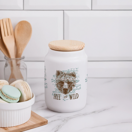 Koekjespot met houten deksel - wit