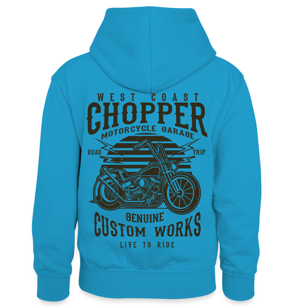 Teenager contrast-hoodie/kinderen contrast-hoodie - pauwblauw/grijs gemêleerd
