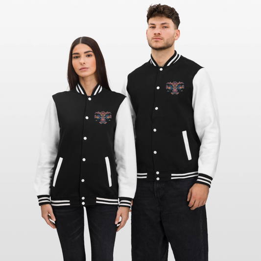 College sweatjacket - zwart/wit