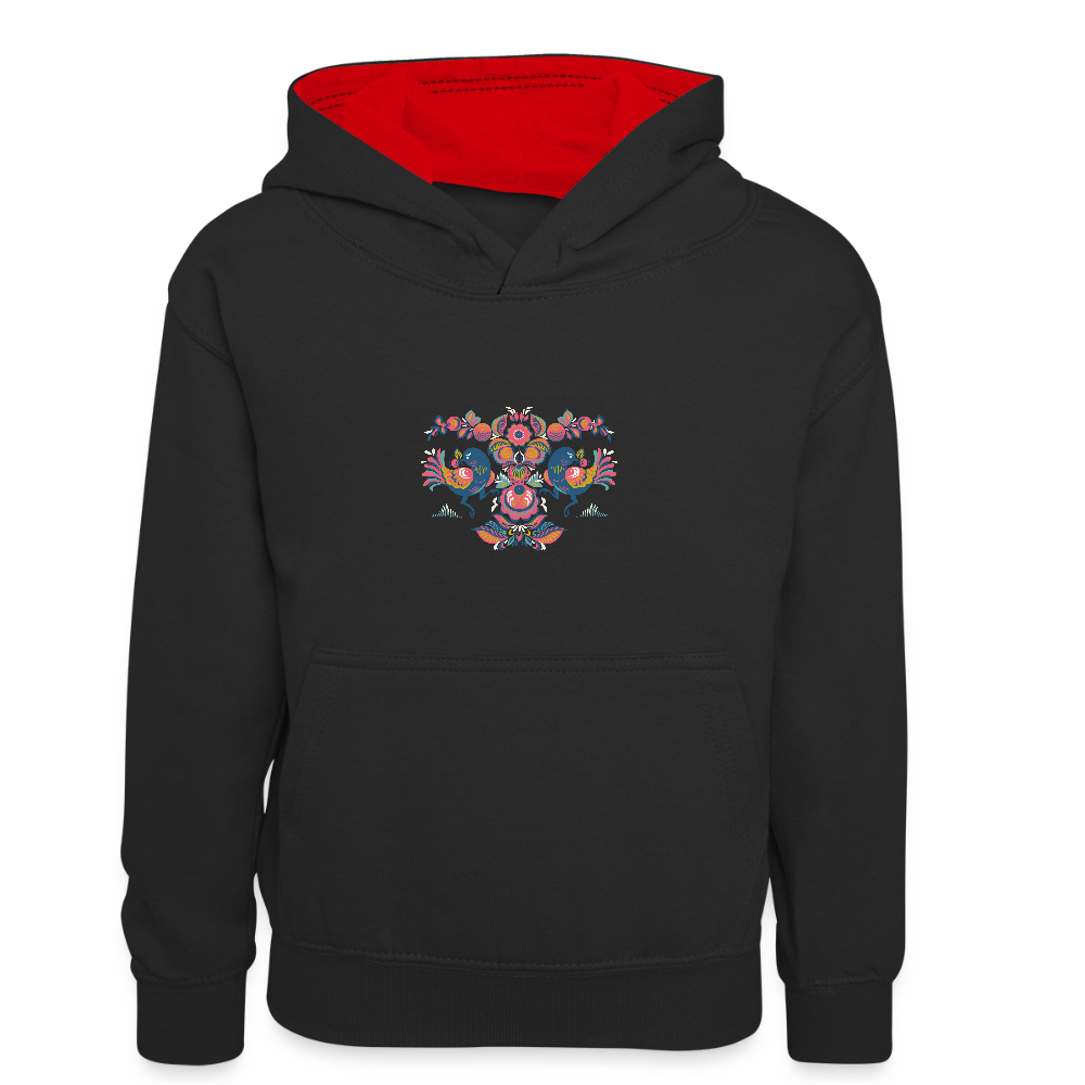 Teenager contrast-hoodie - zwart/rood