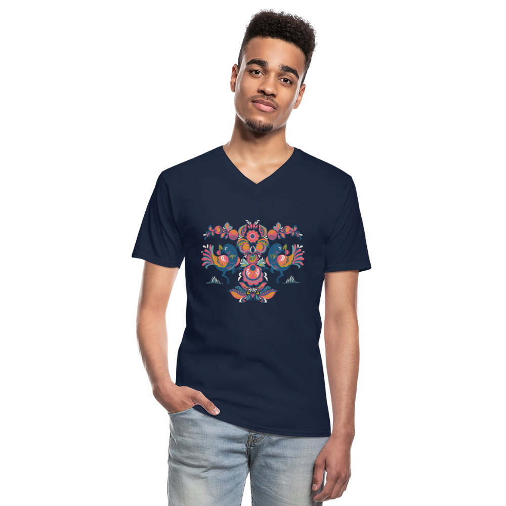 Klassiek mannen T-shirt met V-hals - navy