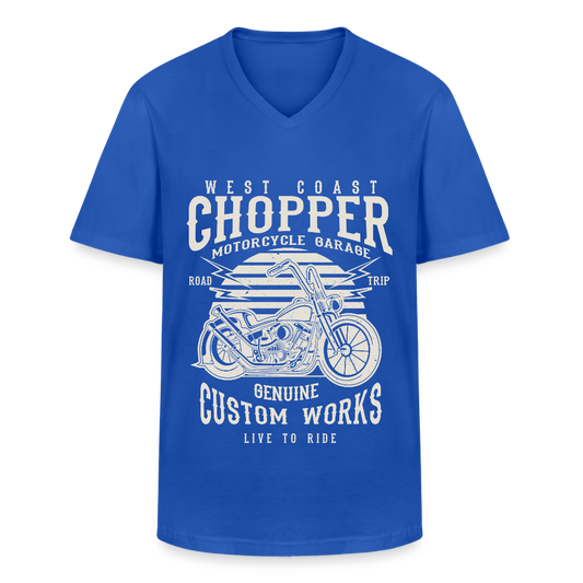 Klassiek mannen T-shirt met V-hals - koningsblauw