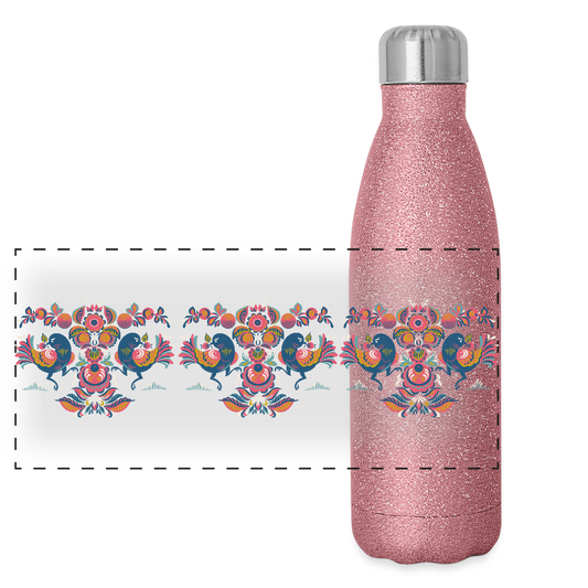 Roestvrijstalen glitter-thermosfles - pink glitter