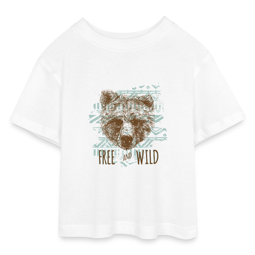 Tieners cropped jersey T-shirt - wit