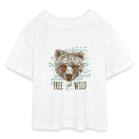 Tieners cropped jersey T-shirt - wit