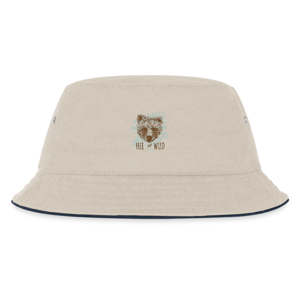 Kinder bucket hat - natuur/navy