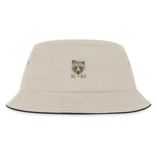 Kinder bucket hat - natuur/navy