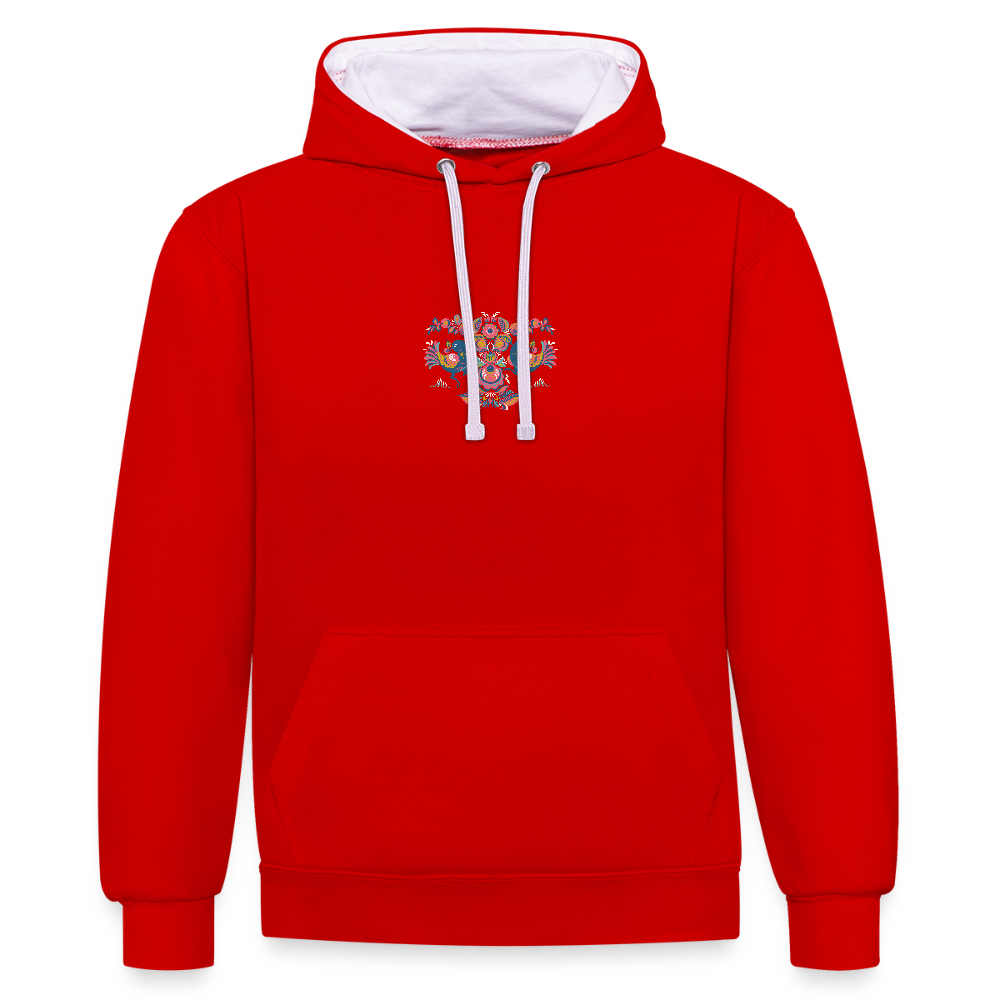 Contrast hoodie - rood/wit