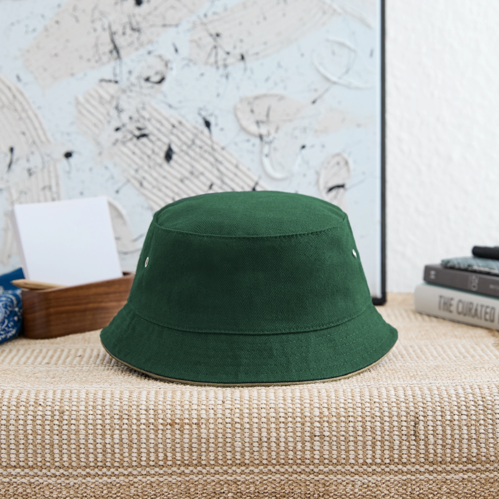 Kinder bucket hat - donkergroen/beige