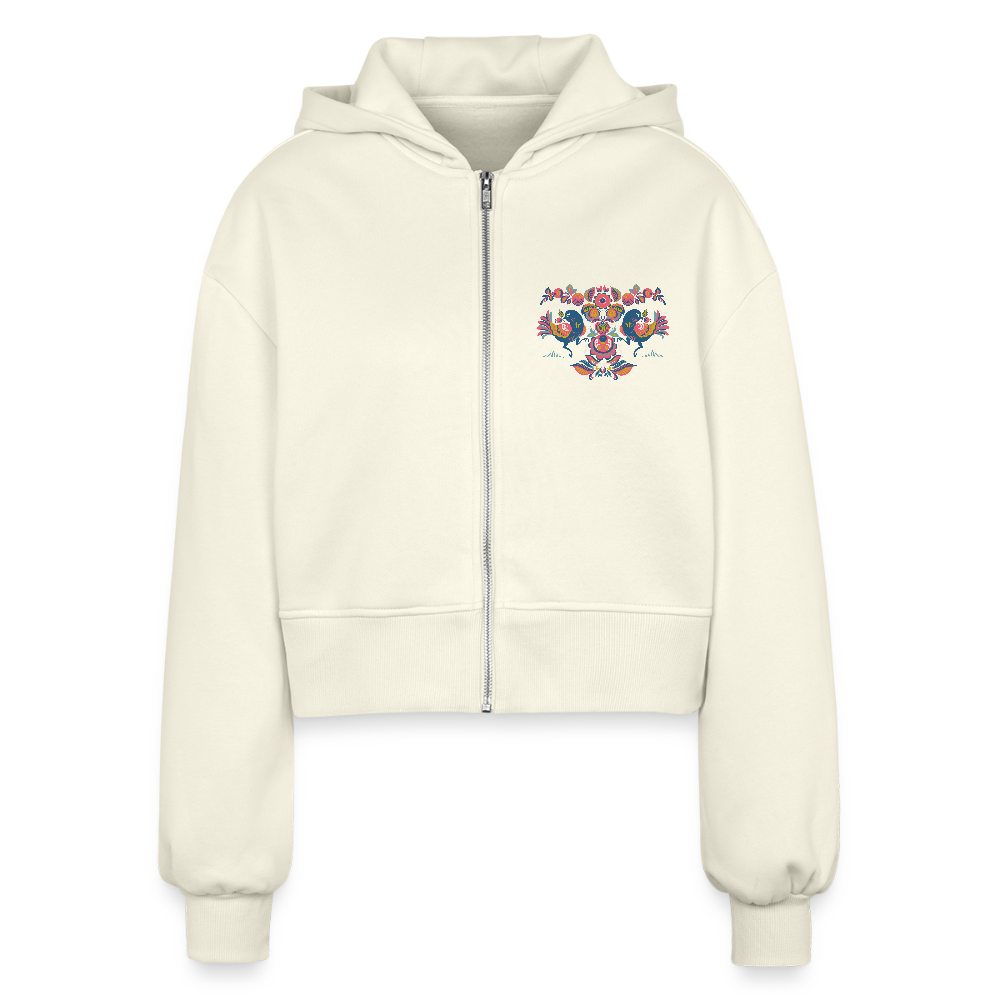 Vrouwen oversized cropped ziphoodie - nature
