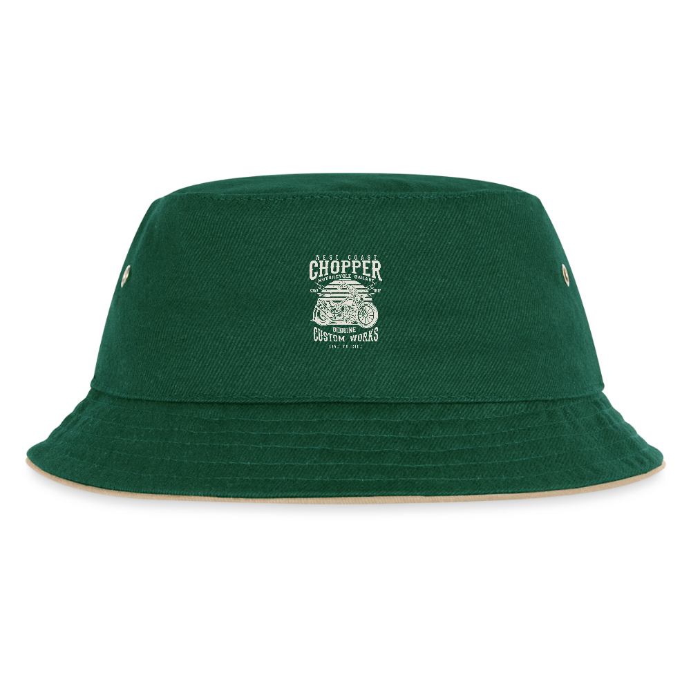 Kinder bucket hat - donkergroen/beige