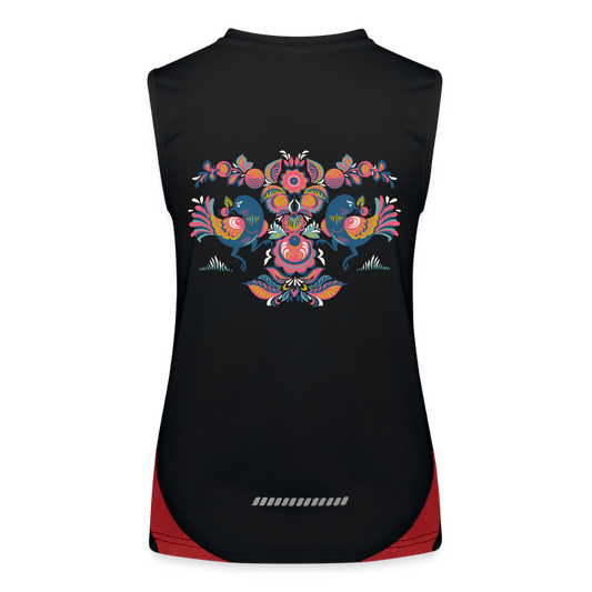 Functionele contrasterende tanktop voor vrouwen - zwart/rood