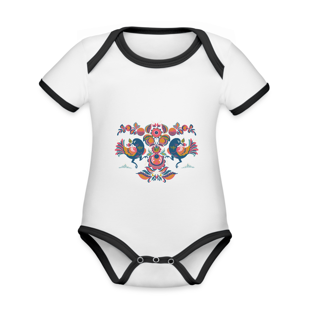 Baby contrasterend bio-rompertje met korte mouwen - wit/zwart