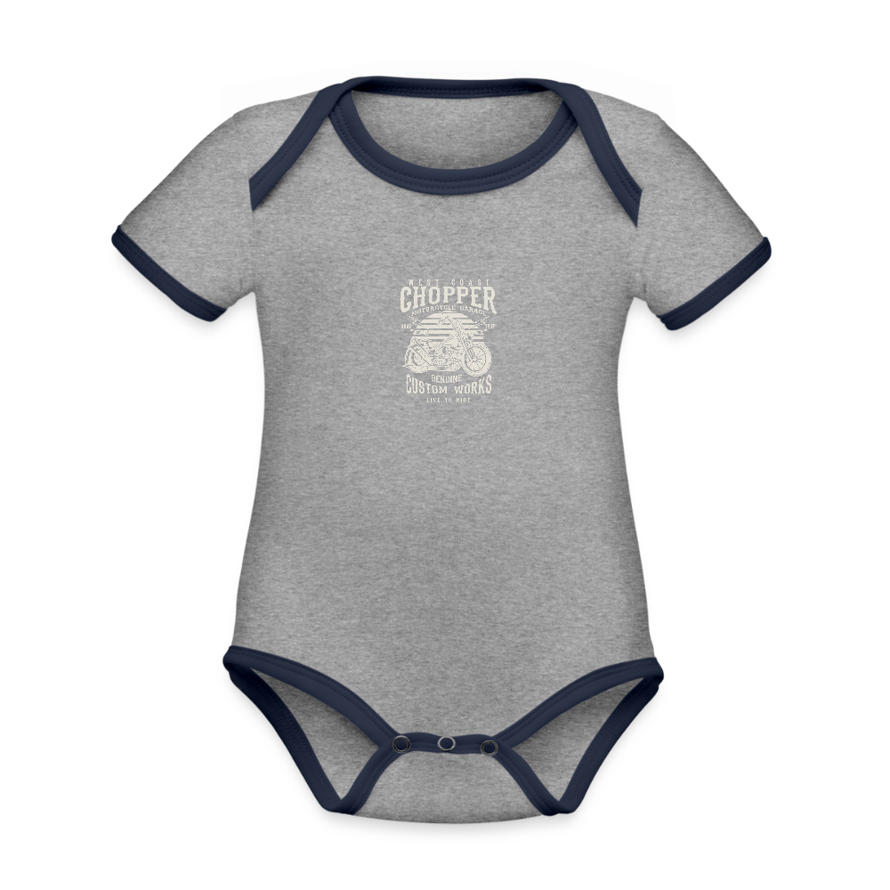 Baby contrasterend bio-rompertje met korte mouwen - grijs gemêleerd/navy
