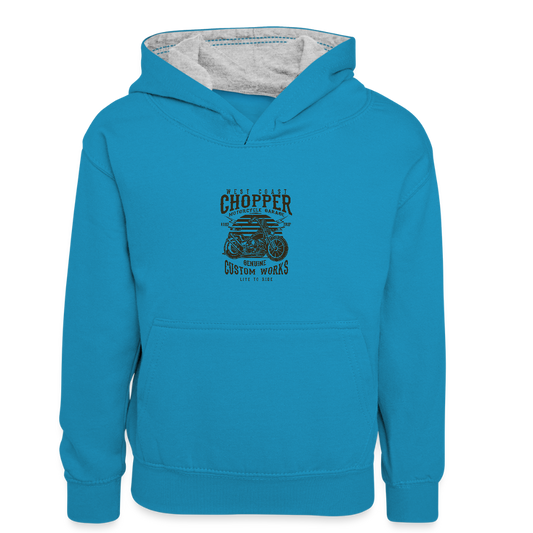 Teenager contrast-hoodie/kinderen contrast-hoodie - pauwblauw/grijs gemêleerd