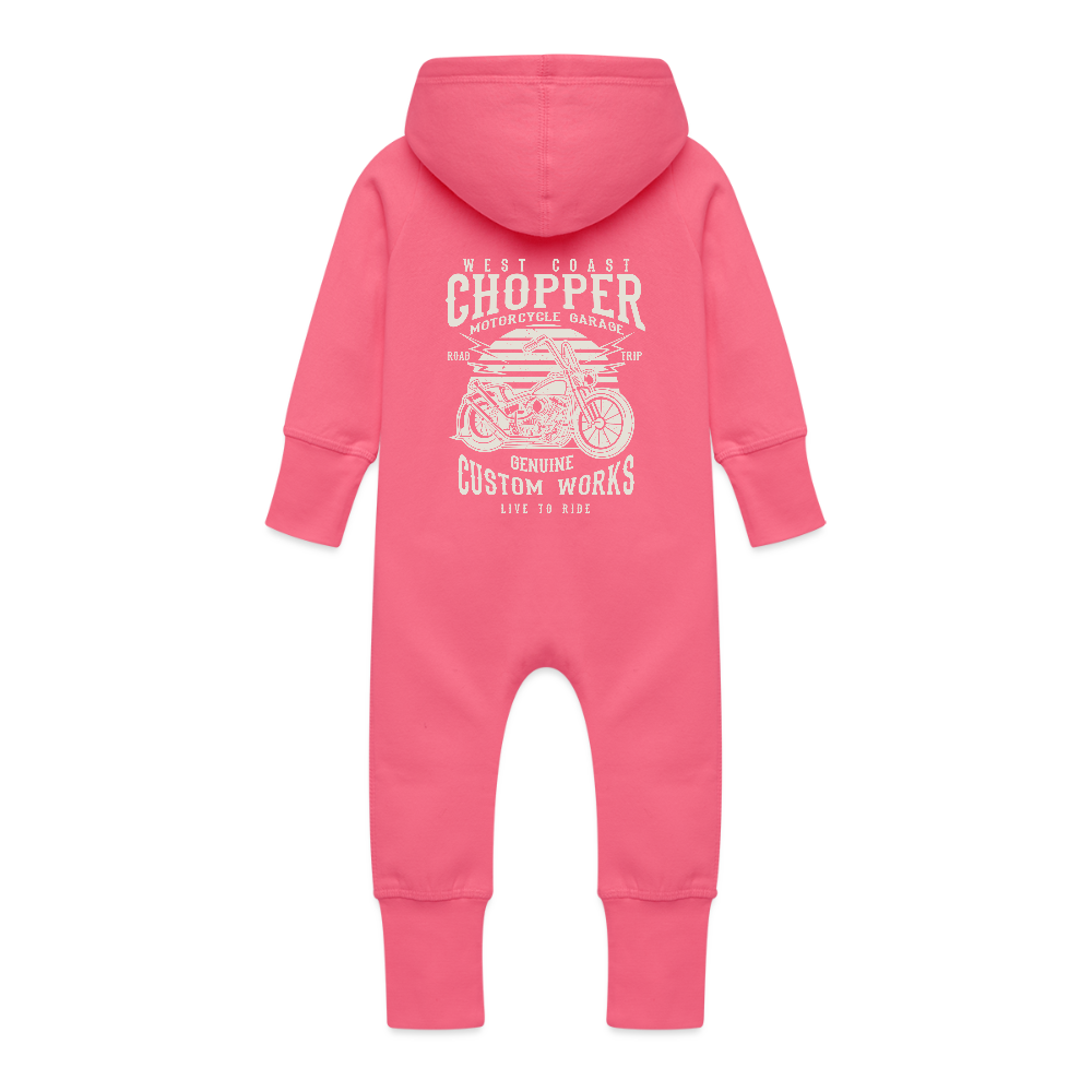 Baby bio sweat kruippakje met capuchon - fuchsia