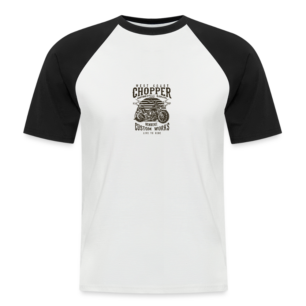 Mannen baseballshirt korte mouw - wit/zwart