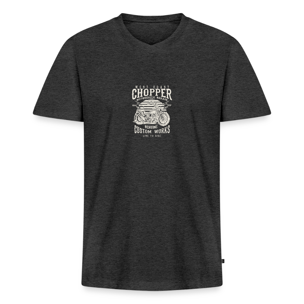 Mannen bio T-shirt met V-hals van Stanley & Stella - antraciet gemêleerd