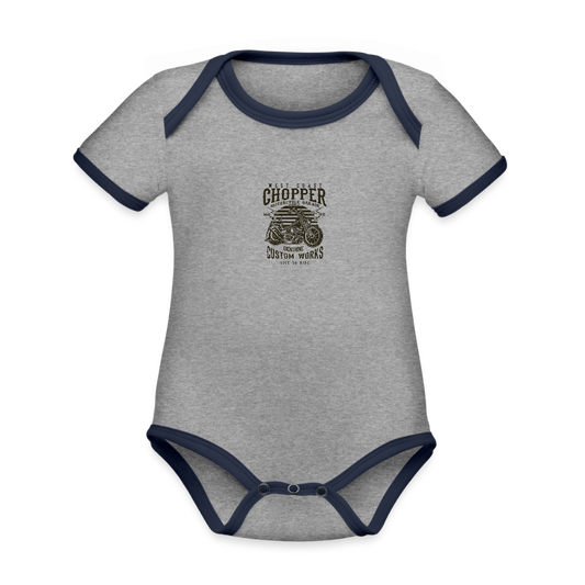 Baby contrasterend bio-rompertje met korte mouwen - grijs gemêleerd/navy