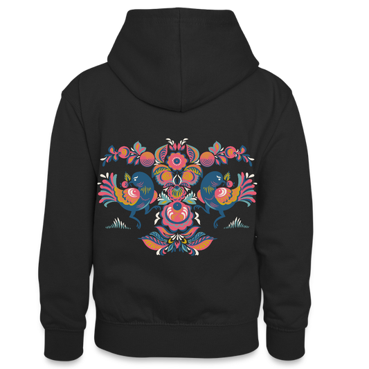 Teenager contrast-hoodie - zwart/grijs gemêleerd