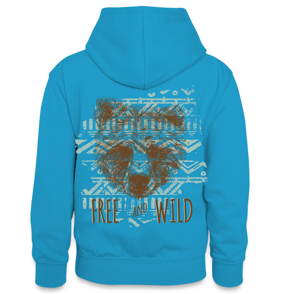 Teenager contrast-hoodie - pauwblauw/grijs gemêleerd