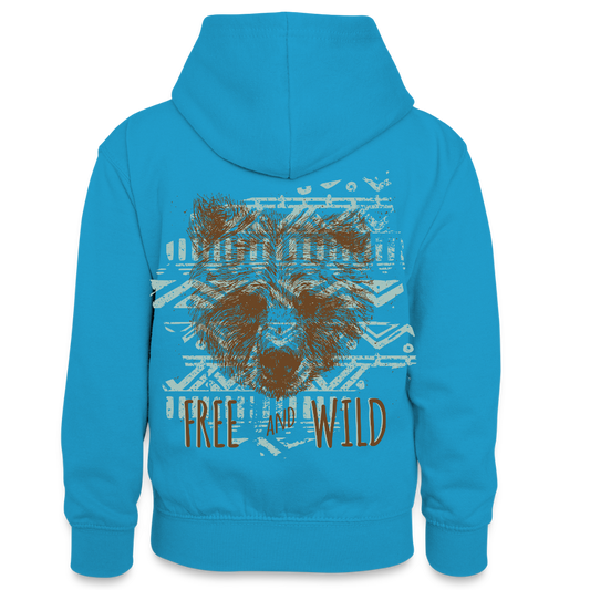 Teenager contrast-hoodie - pauwblauw/grijs gemêleerd