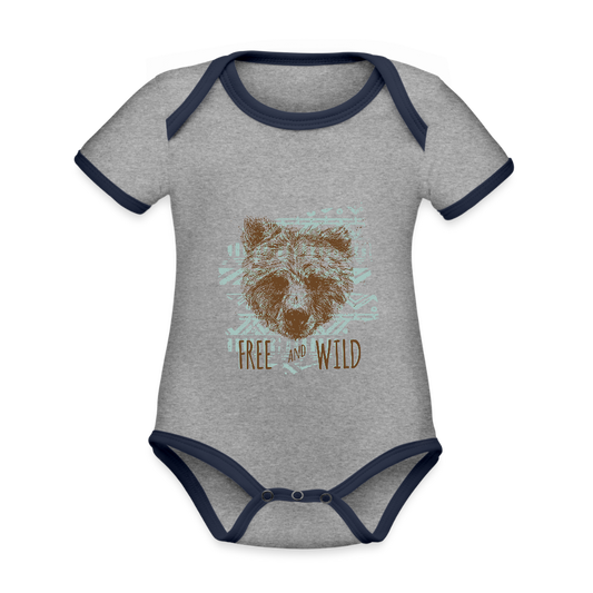Baby contrasterend bio-rompertje met korte mouwen - grijs gemêleerd/navy