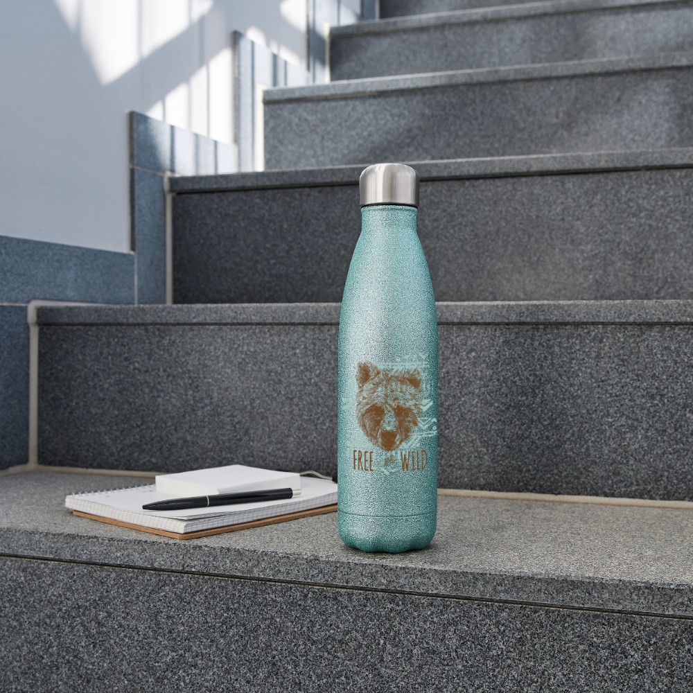 Roestvrijstalen glitter-thermosfles - blue glitter