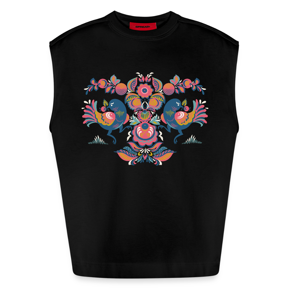 Heavyweight oversized organic tanktop made in EU mannen - SOLID BLACK
