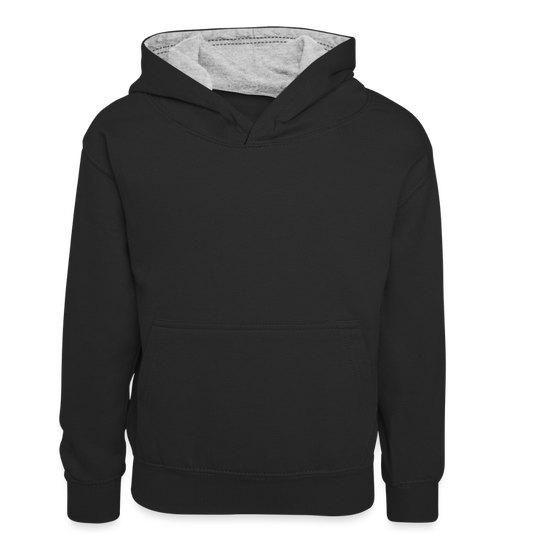 Teenager contrast-hoodie - zwart/grijs gemêleerd