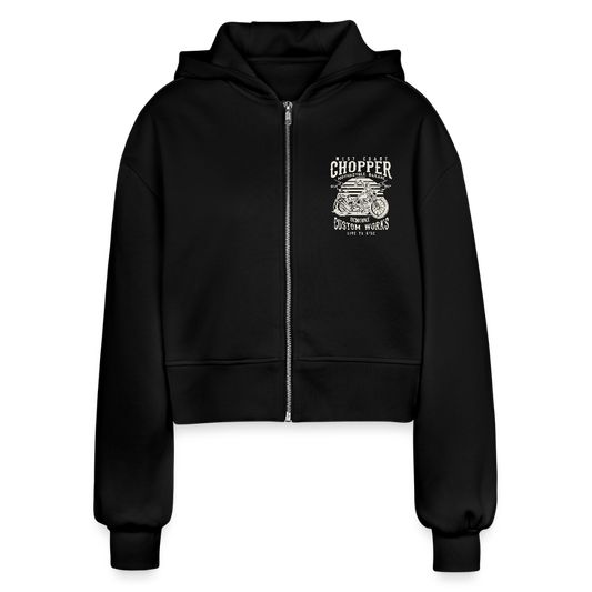 Vrouwen oversized cropped ziphoodie - zwart
