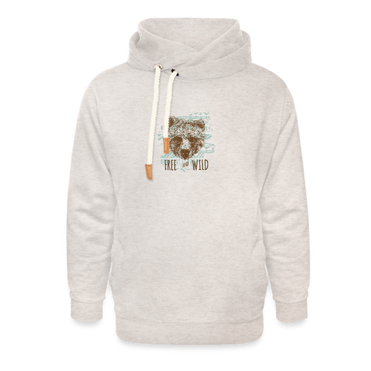 Unisex sjaalkraag hoodie - beige gemêleerd