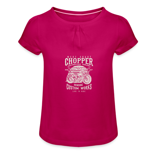 Meisjes-T-shirt met plooien - fuchsia
