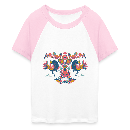 Vrouwen cropped Baby Tee - wit/roze