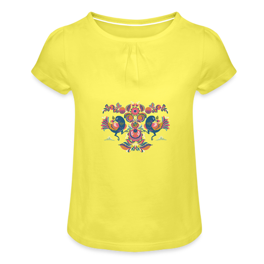 Meisjes-T-shirt met plooien - geel