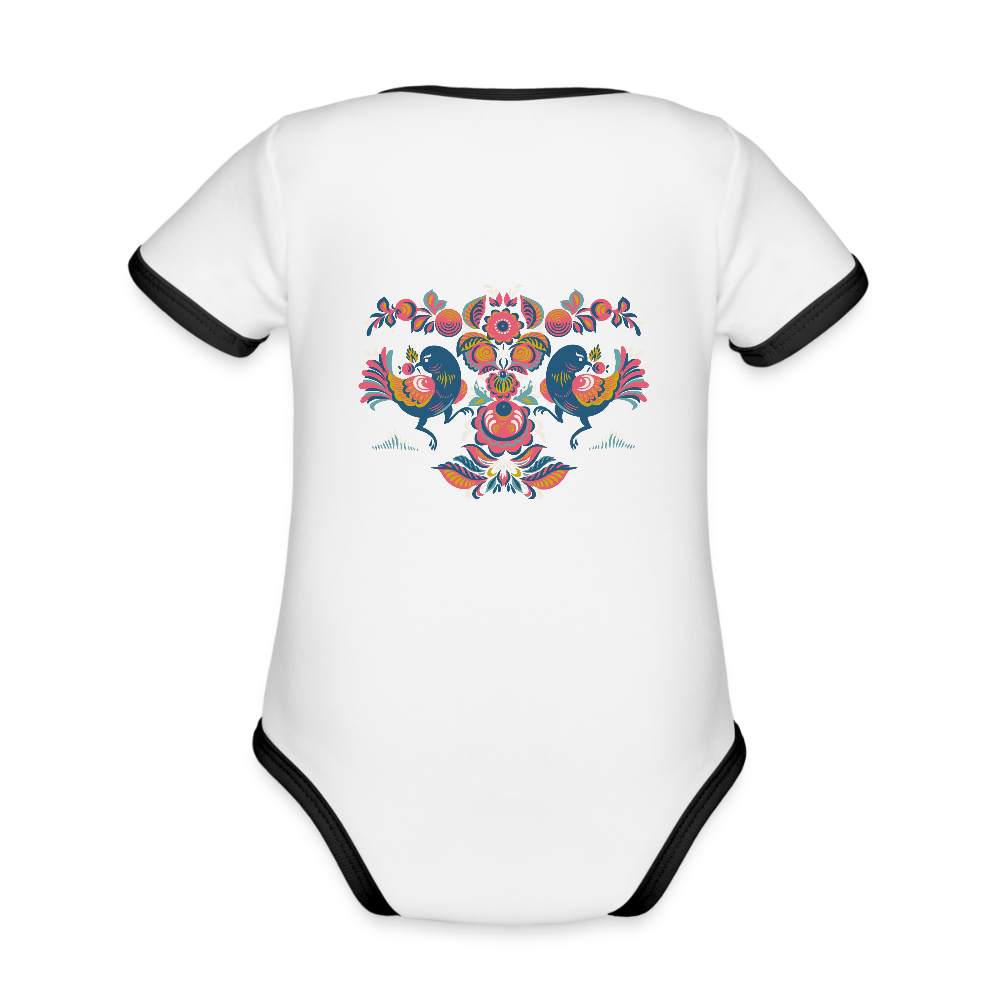 Baby contrasterend bio-rompertje met korte mouwen - wit/zwart